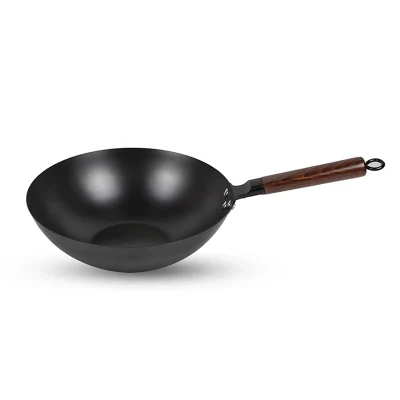 Venda quente wok metal aço carbono luz esmalte antiaderente fritar wok chinês