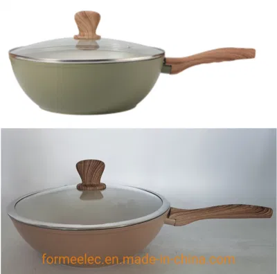 Panelas de pedra Maifan Marble Stir Fry Pan 30cm 32cm não